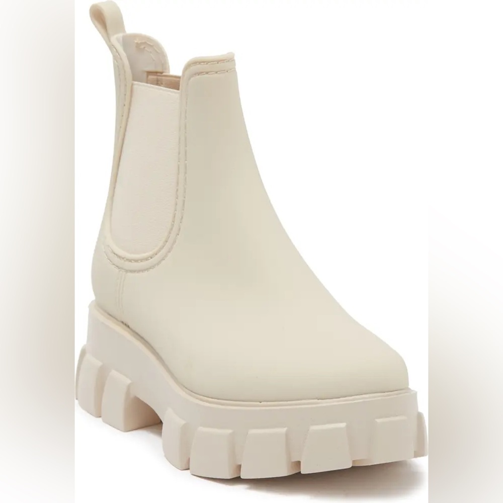 Jeffrey Campbell Platform Lug Sole Chelsea Rain Boot. Cream